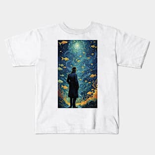 Starry Night Aquarium: Van Gogh-Inspired Ocean Symphony Kids T-Shirt